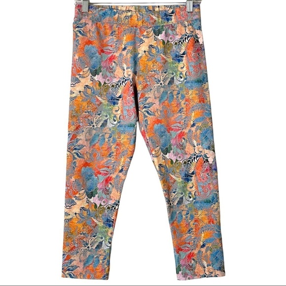 🌺 Soft Surroundings Have to Have Colorful Floral Print Crop Leggings Size XS - Picture 1 of 8